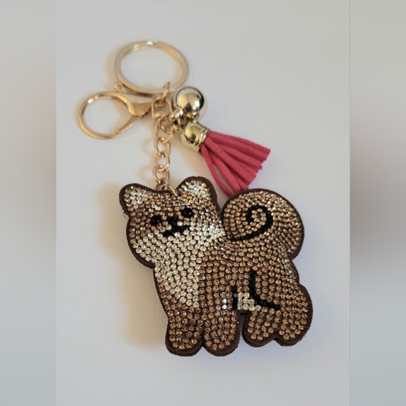 Pomeranian Keychain Rhinestone Pet Dog Key Chain Bag Backpack Accessories Charm - Picture 3 of 4